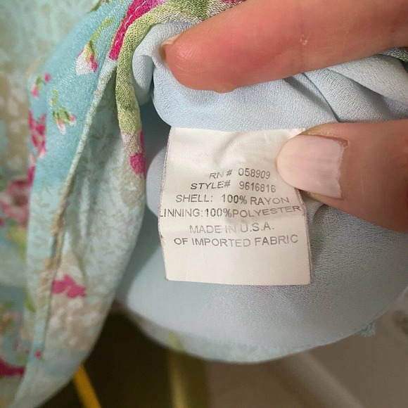 Carrie Hutton Y2K V-Neck Floral Flowy Midi Dress Cut Out Sleeves - Picture 12 of 15